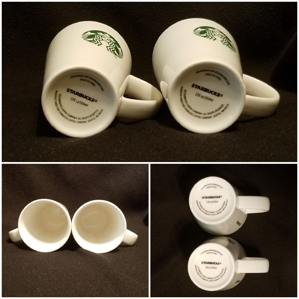Starbucks Green & White 12oz Logo Mug Set in EUC - Picture 5 of 6